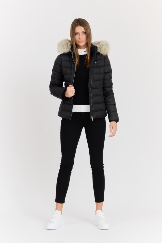 TOMMY JEANS Geacă de blană neagră pentru femei