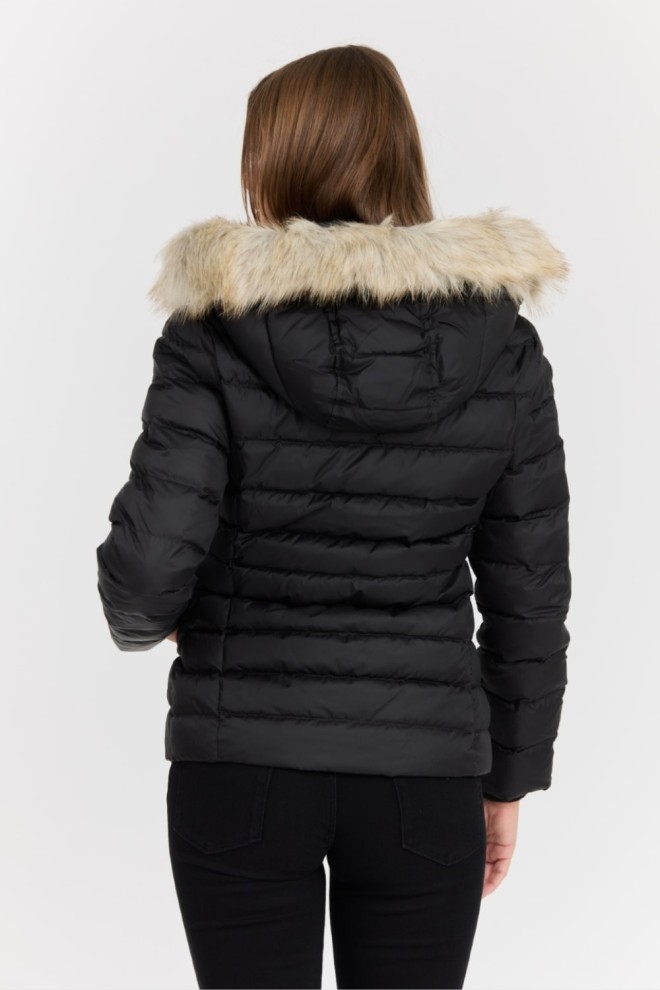 TOMMY JEANS Black women's fur jacket