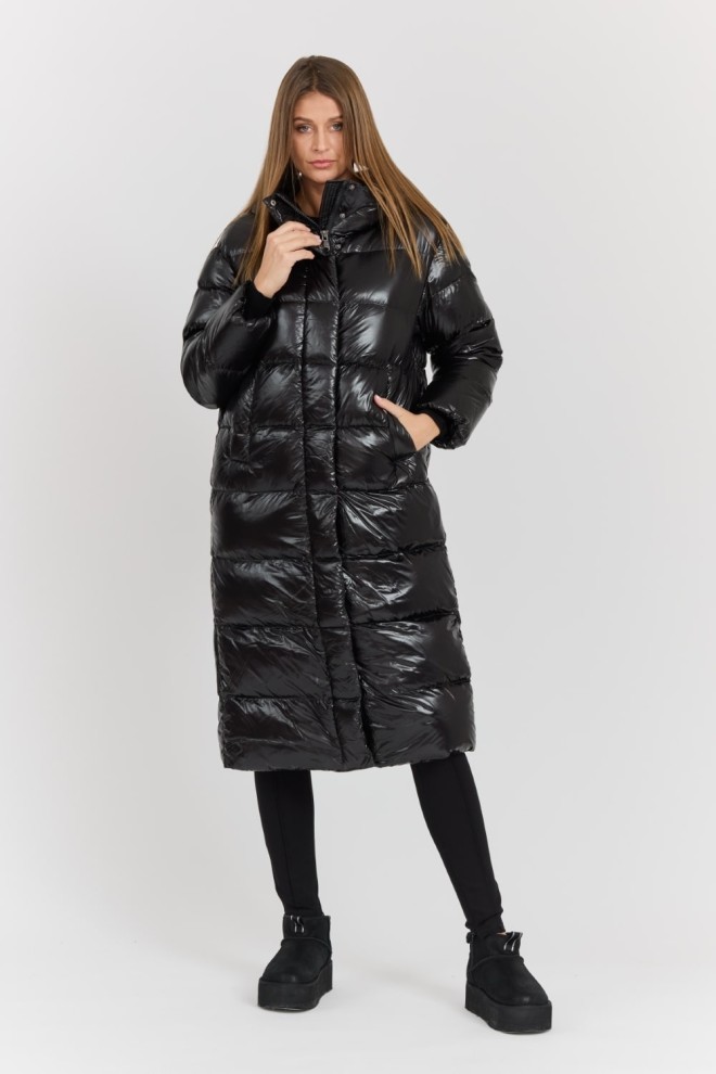 HETREGO Czarny damski płaszcz puchowy Tara Woman Oversized Quilted Coat