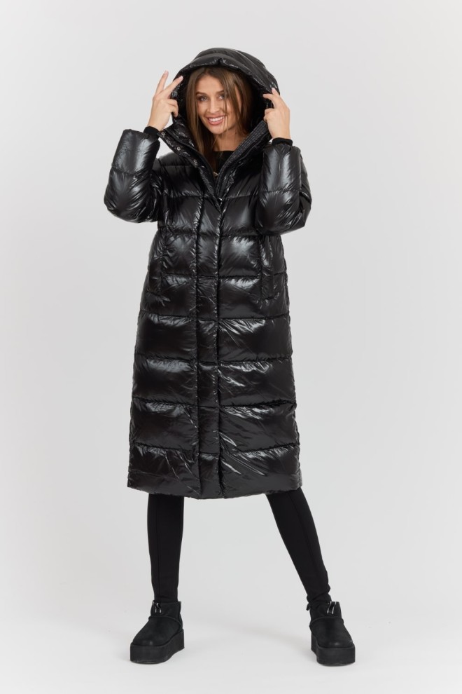 HETREGO Czarny damski płaszcz puchowy Tara Woman Oversized Quilted Coat