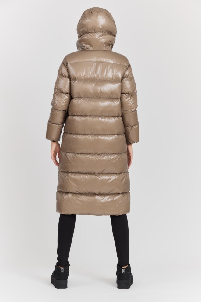 HETREGO Beżowy damski płaszcz puchowy Tara Woman Oversized Quilted Coat