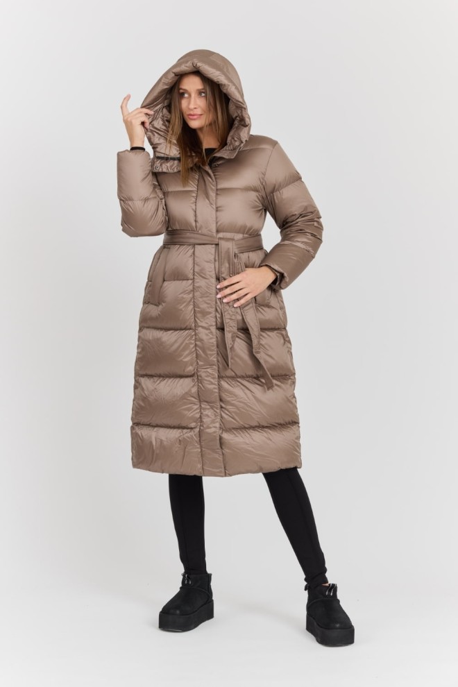 HETREGO Beżowy damski puchowy płaszcz Karen Woman Quilted Coat