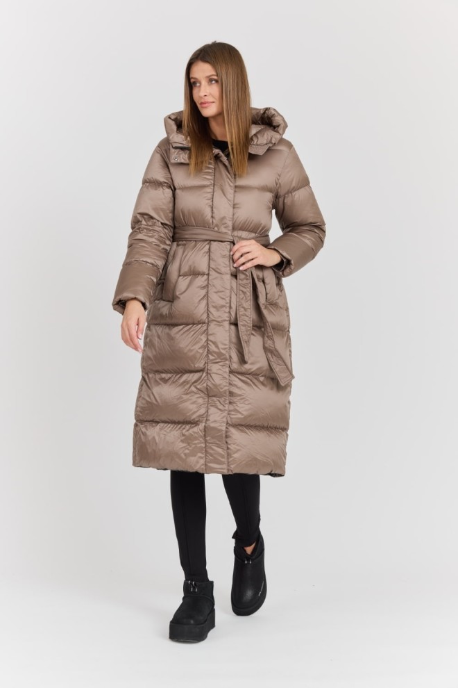 HETREGO Beżowy damski puchowy płaszcz Karen Woman Quilted Coat