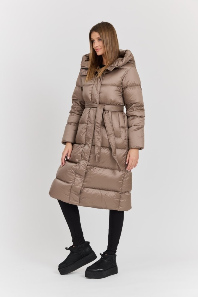 HETREGO Beżowy damski puchowy płaszcz Karen Woman Quilted Coat