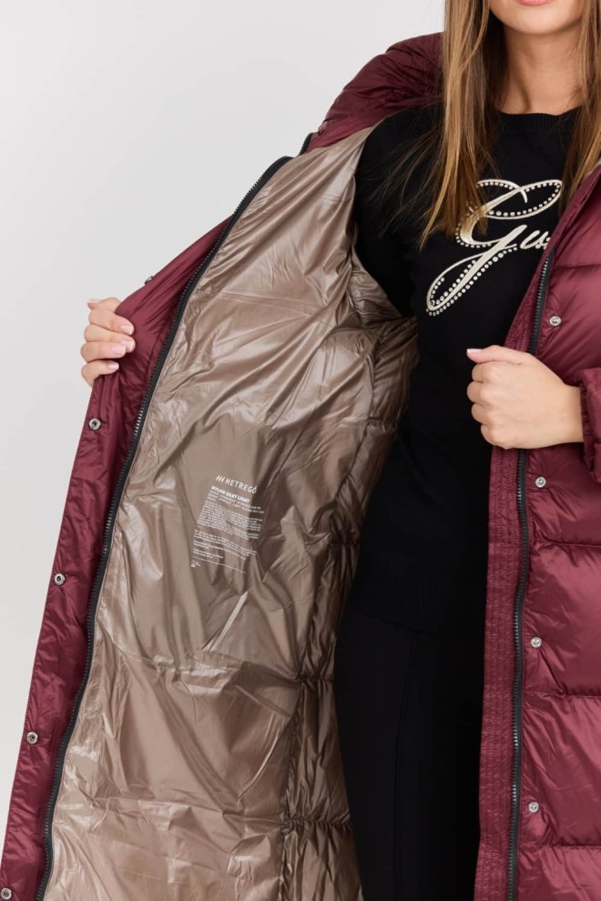 HETREGO Maroon Women's Karen Woman Quilted Down Coat