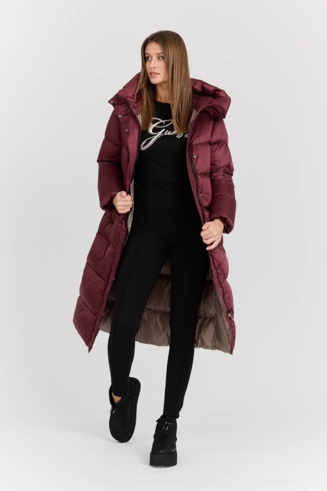 HETREGO Maroon Women's Karen Woman Quilted Down Coat