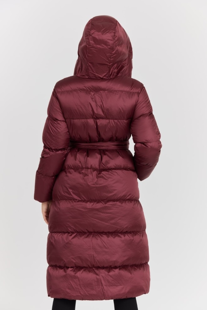 HETREGO Bordowy damski puchowy płaszcz Karen Woman Quilted Coat