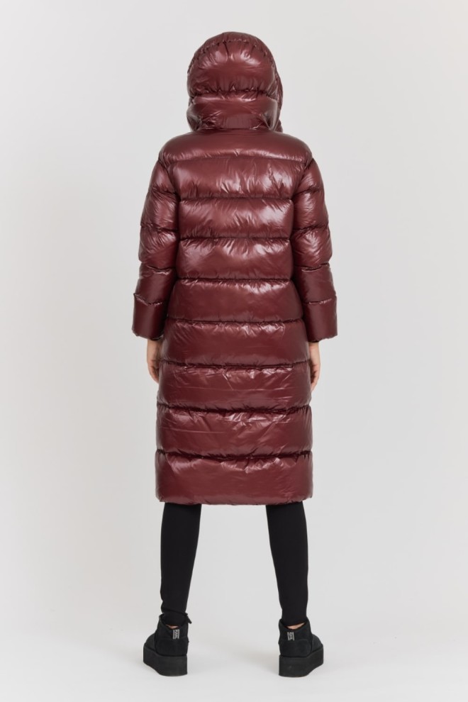 HETREGO Maroon Tara Woman Oversized Quilted Down Coat.