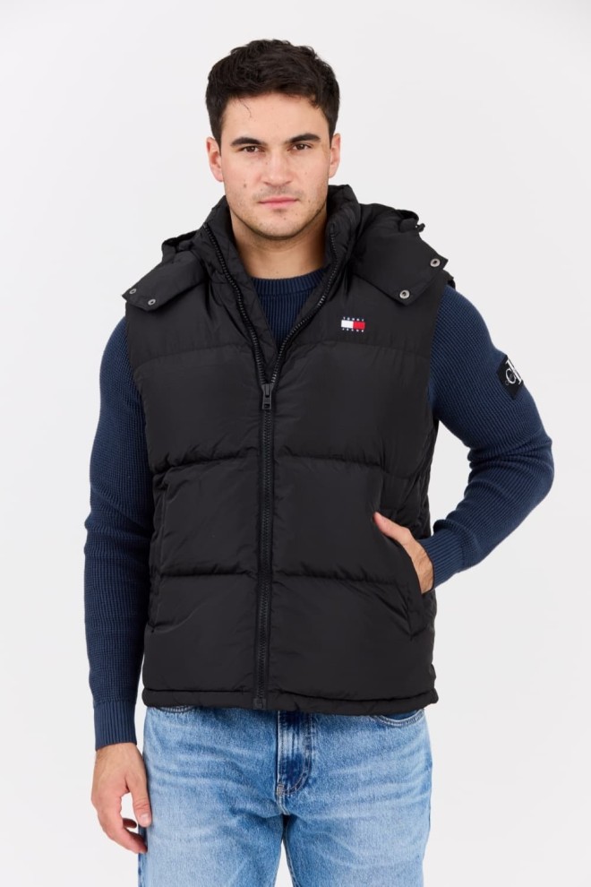 TOMMY JEANS Black men's Alaska quilted sleeveless jacket