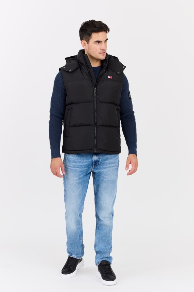 TOMMY JEANS Black men's Alaska quilted sleeveless jacket