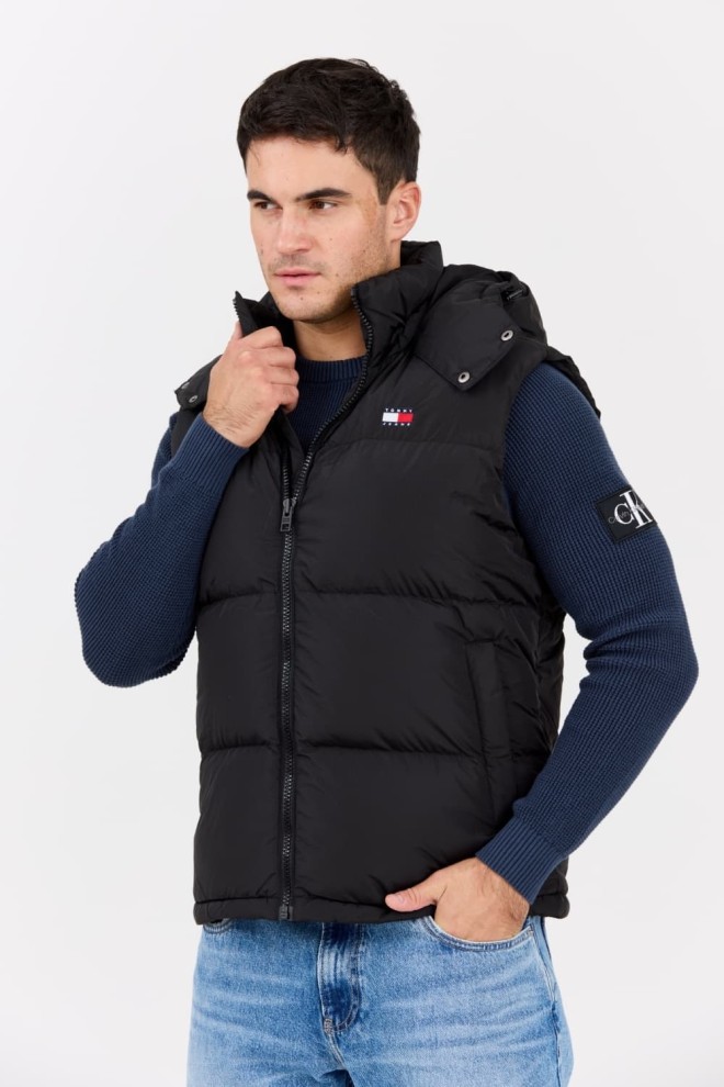 TOMMY JEANS Black men's Alaska quilted sleeveless jacket