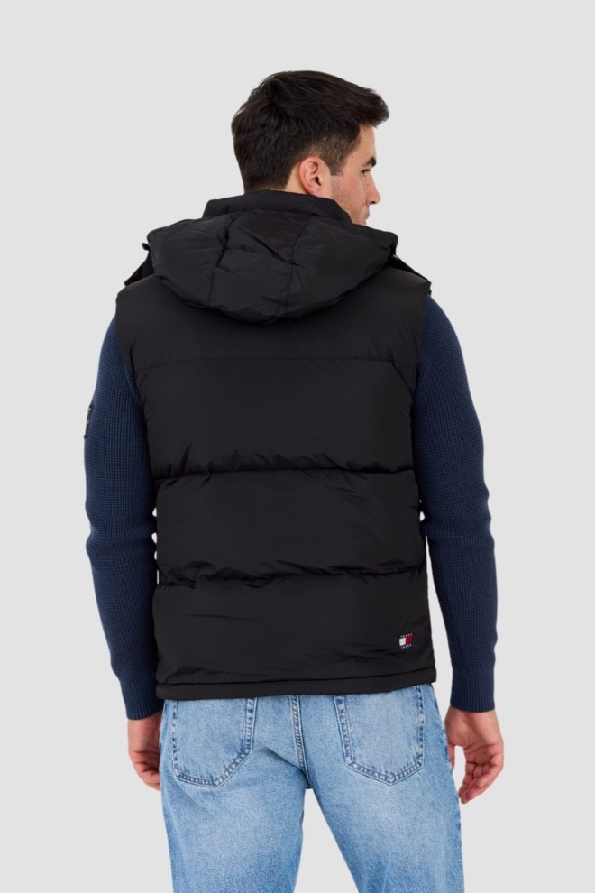 TOMMY JEANS Black men's Alaska quilted sleeveless jacket