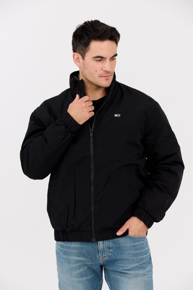 TOMMY JEANS Black men's transitional jacket with small logo