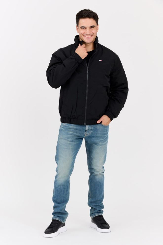 TOMMY JEANS Black men's transitional jacket with small logo