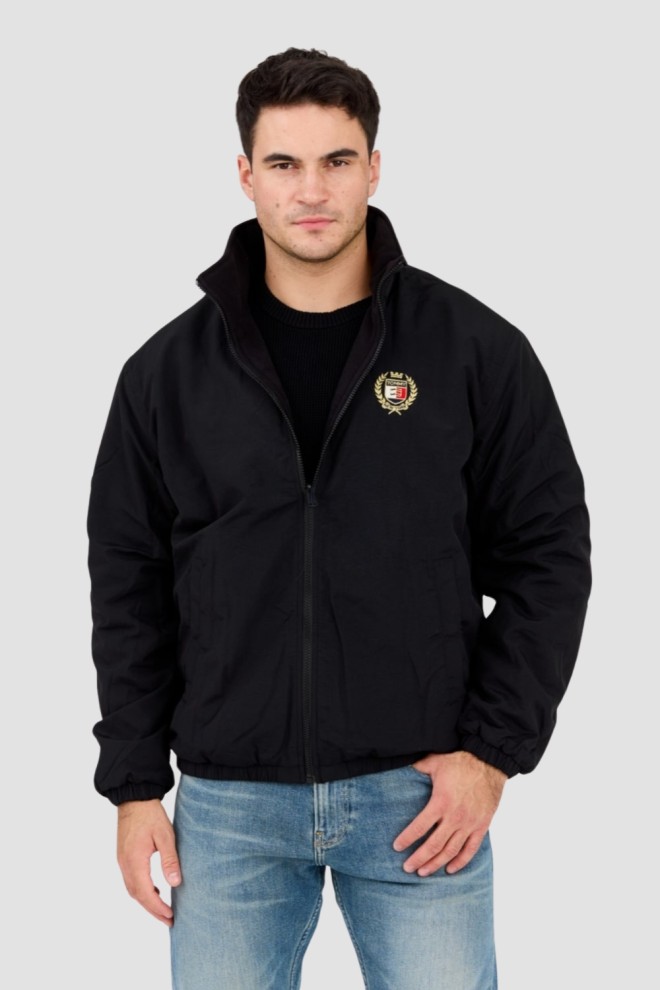 TOMMY JEANS Black reversible men's fleece bomber