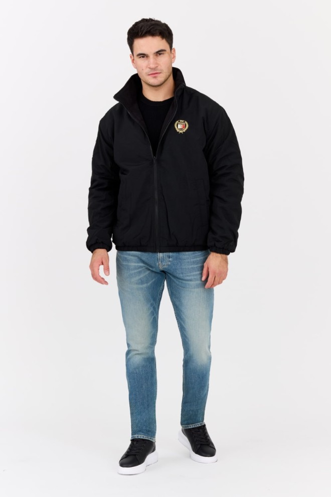 TOMMY JEANS Bomber reversibil din fleece pentru bărbați, negru