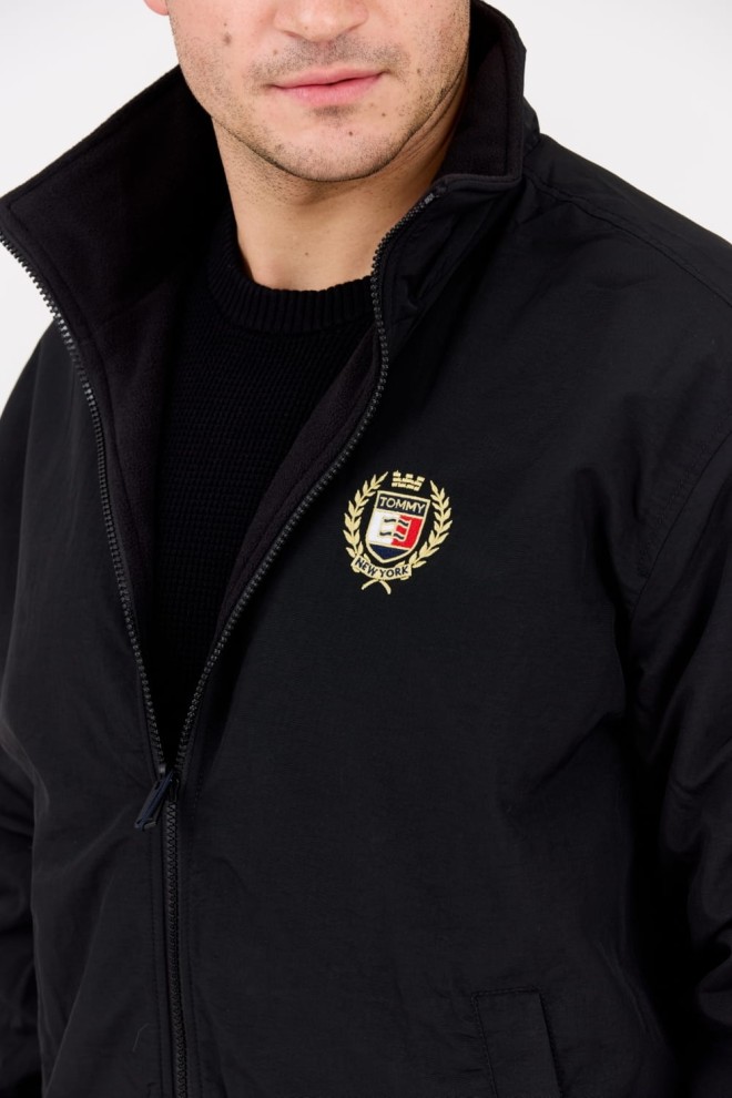 TOMMY JEANS Black reversible men's fleece bomber