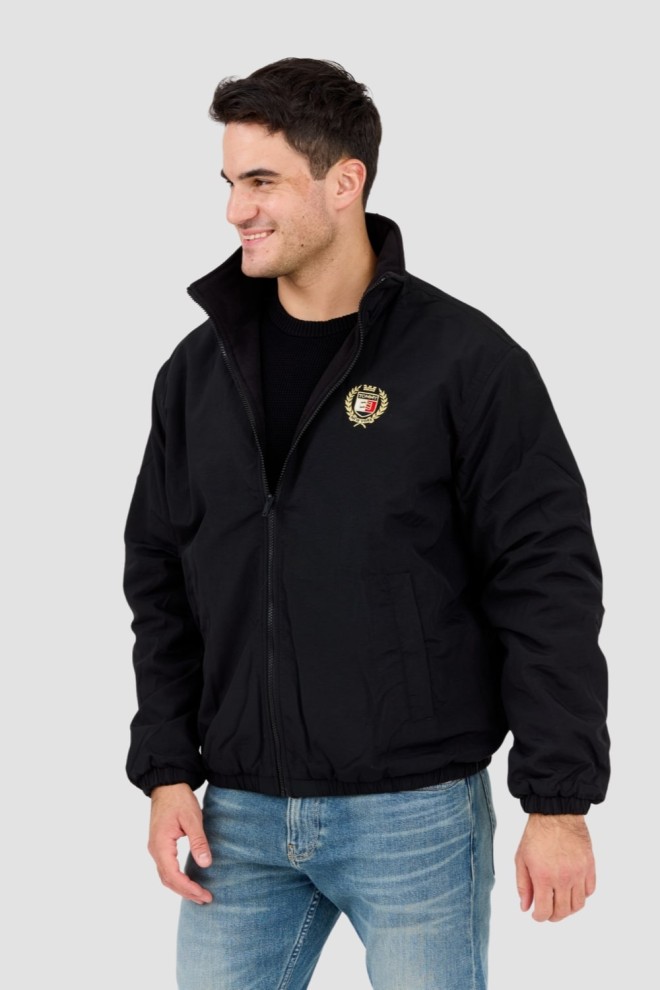 TOMMY JEANS Black reversible men's fleece bomber