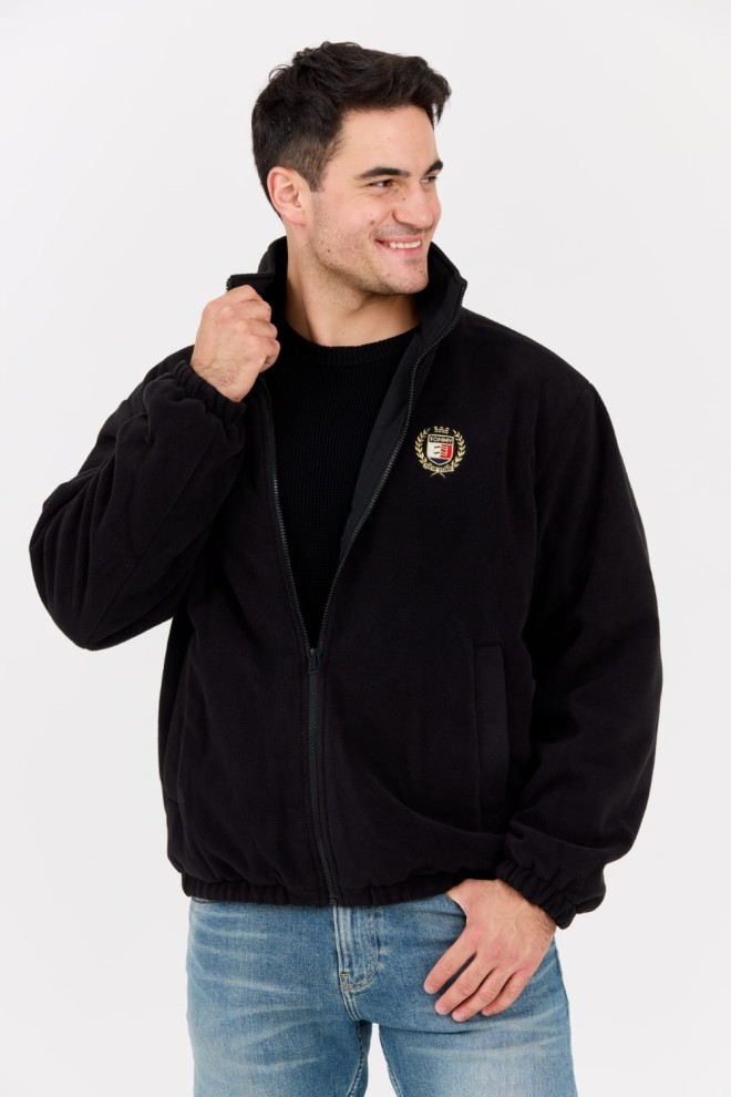 TOMMY JEANS Black reversible men's fleece bomber