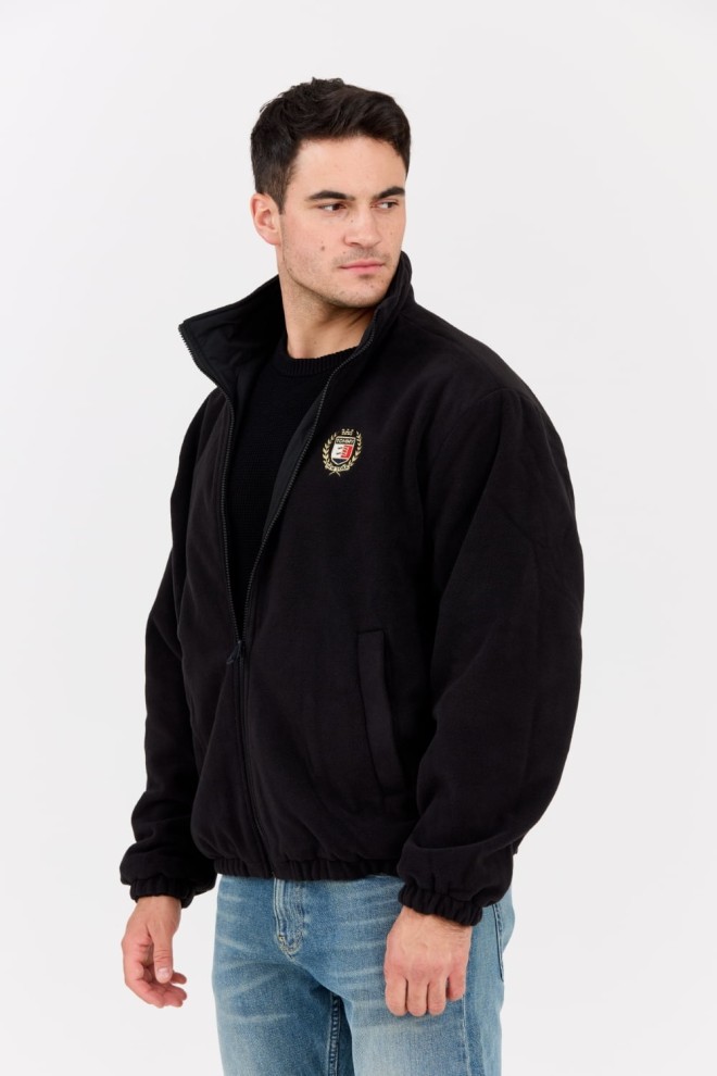 TOMMY JEANS Bomber reversibil din fleece pentru bărbați, negru