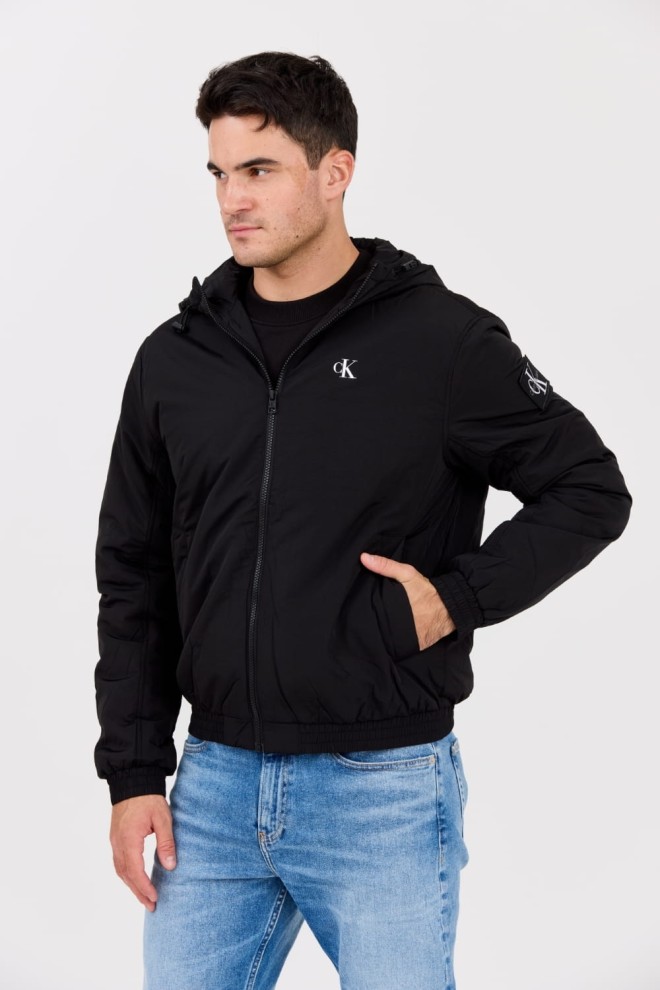 CALVIN KLEIN Black men's hooded jacket