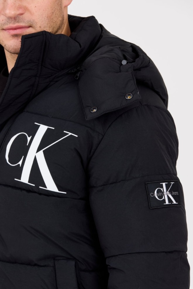 CALVIN KLEIN Black down men's hooded jacket