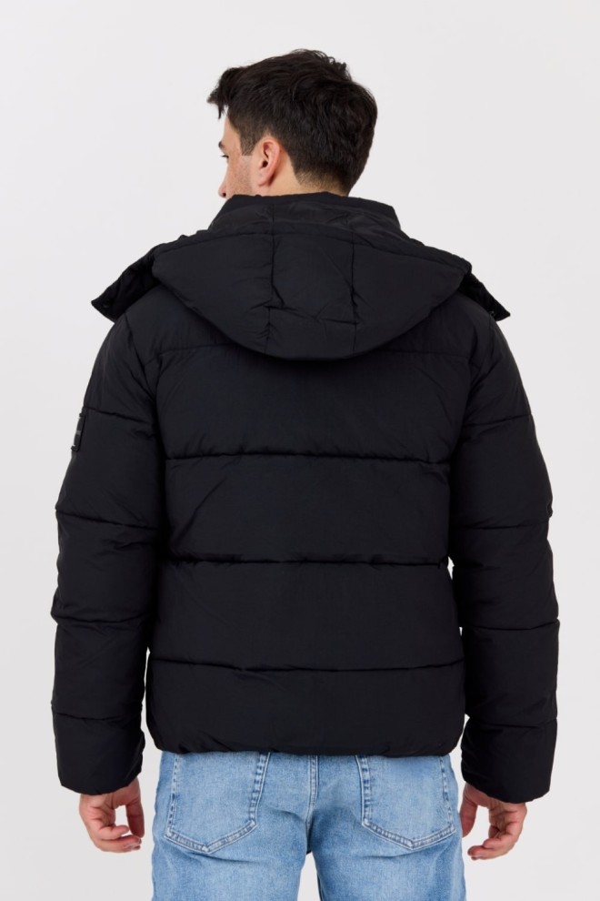 CALVIN KLEIN Black down men's hooded jacket