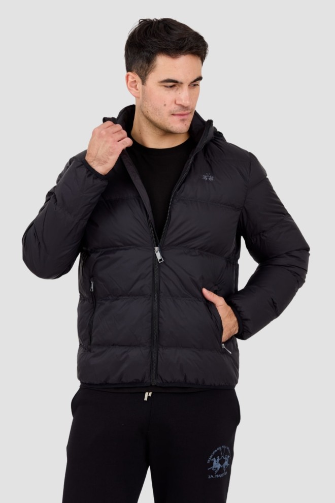 LA MARTINA MAN Black Quilted Men's Outerwear Basic Nylon Jacket