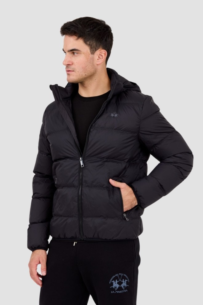 LA MARTINA MAN Black Quilted Men's Outerwear Basic Nylon Jacket