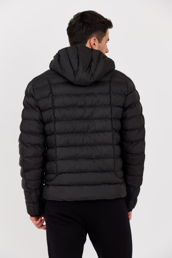 DIESEL Black quilted men's hooded jacket W-STONE