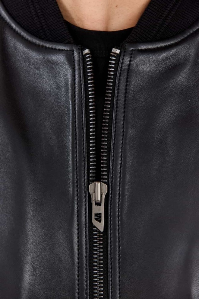 DIESEL Black leather men's bomber L-KHAN