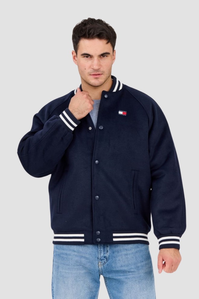 TOMMY JEANS Granatowy męski bomber z domieszką wełny Varsity