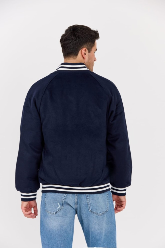 TOMMY JEANS Bomber varsity din amestec de lână albastru marin pentru bărbați