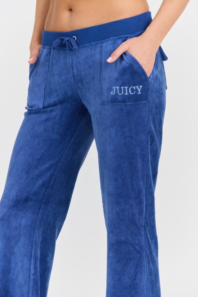 JUICY COUTURE Damskie niebieskie spodnie Heritage Crown Caisa Low Rise Pant