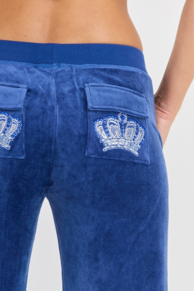 JUICY COUTURE Damskie niebieskie spodnie Heritage Crown Caisa Low Rise Pant