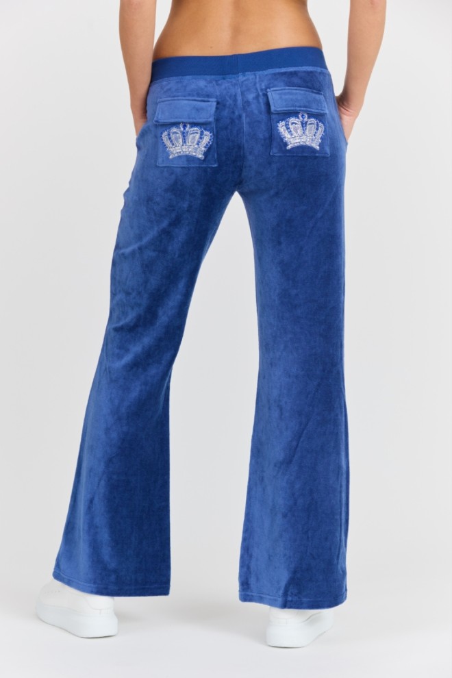 JUICY COUTURE Damskie niebieskie spodnie Heritage Crown Caisa Low Rise Pant