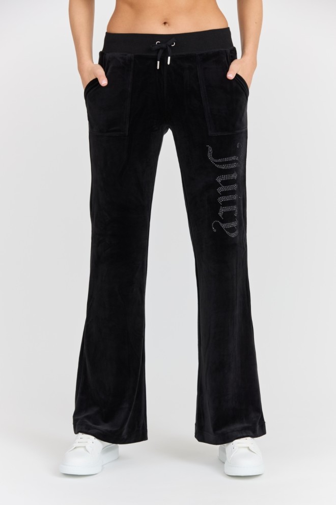 JUICY COUTURE Black Women's Layla Jewelled Low Rise Tracksuit Pant