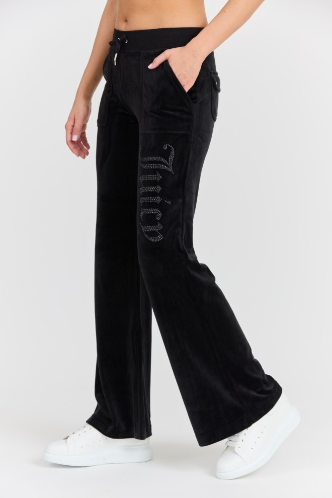 JUICY COUTURE Black Women's Layla Jewelled Low Rise Tracksuit Pant