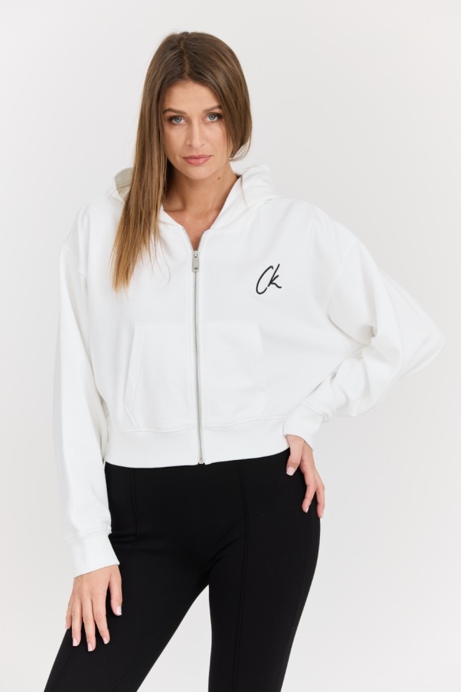 CALVIN KLEIN White women's zip-up hoodie