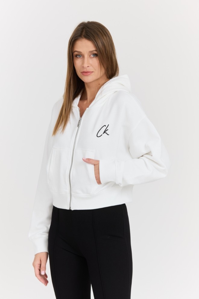 CALVIN KLEIN White women's zip-up hoodie