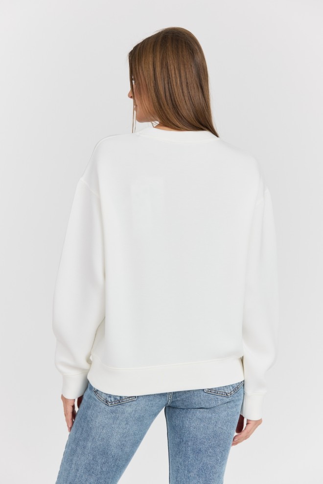 GUESS Women's white sweatshirt with zircons Cecilia