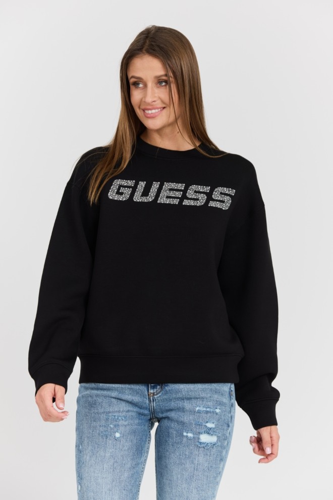 GUESS Black Women's Cecilia Zirconia Sweatshirt