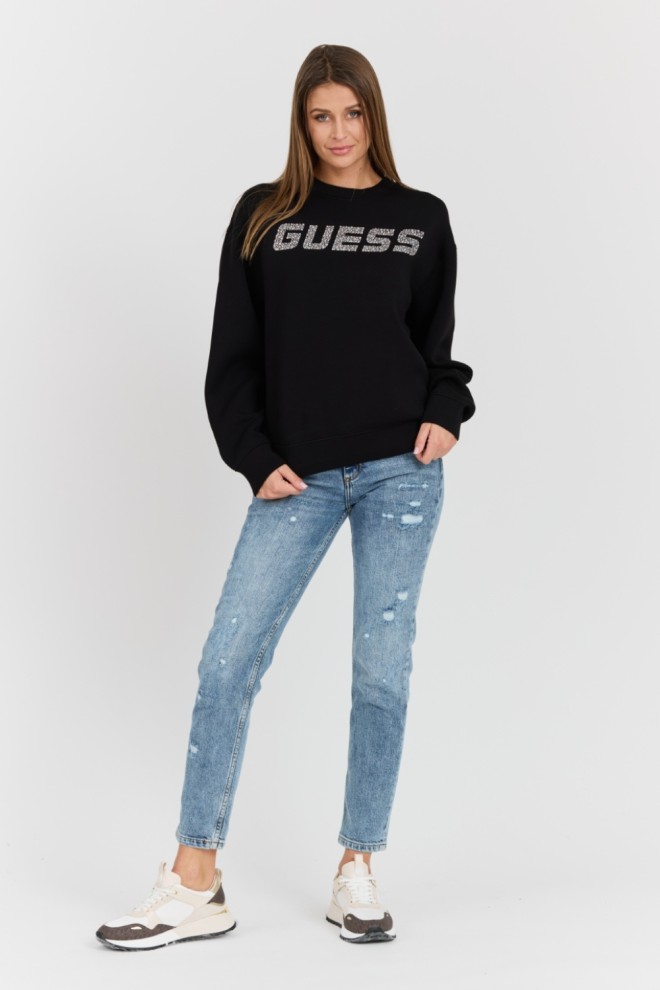 GUESS Czarna damska bluza z cyrkoniami Cecilia