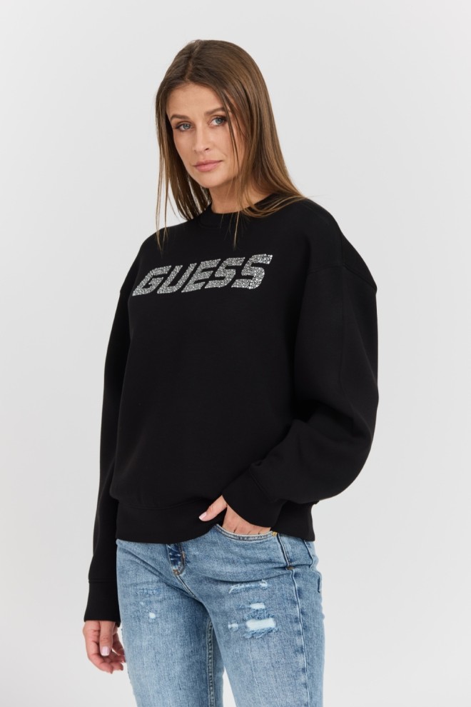 GUESS Czarna damska bluza z cyrkoniami Cecilia