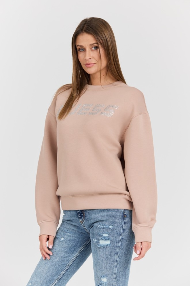 GUESS Beige sweatshirt with zircons Cecilia