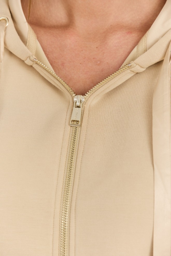 GUESS Beżowa damska bluza Hood Studs Logo