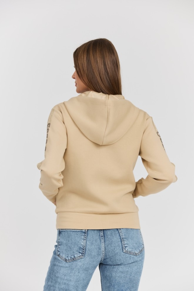 GUESS Beige Women's Hood Studs Logo Sweatshirt