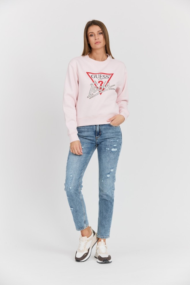 GUESS Pink women's Icon sweatshirt with large logo