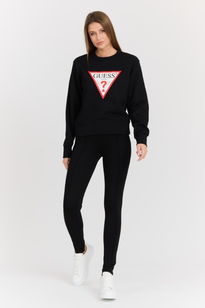 GUESS Black Women's Large Logo Original Fleece Sweatshirt