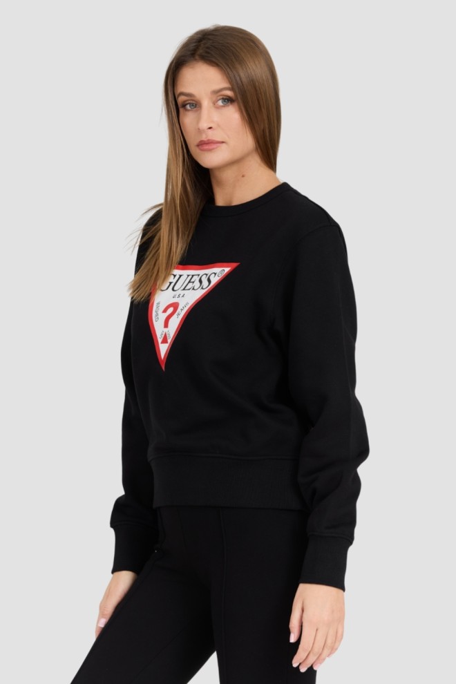 GUESS Black Women's Large Logo Original Fleece Sweatshirt